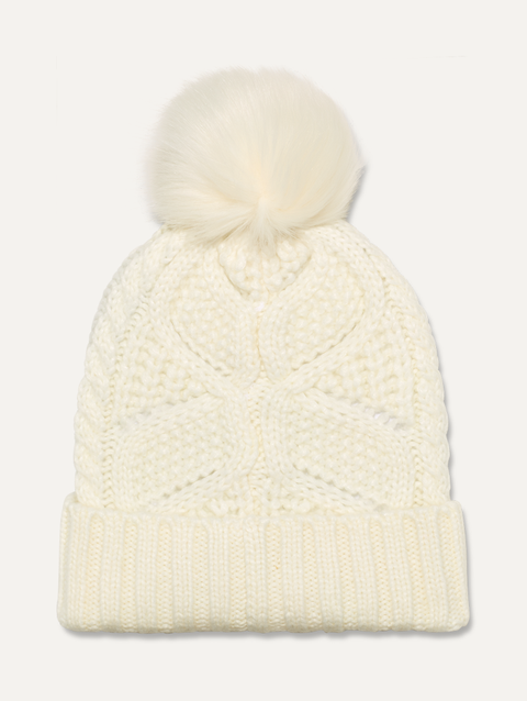 Women's Cable Beanie With Pom nimbus