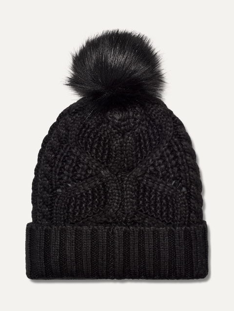 Women's Cable Beanie With Pom black