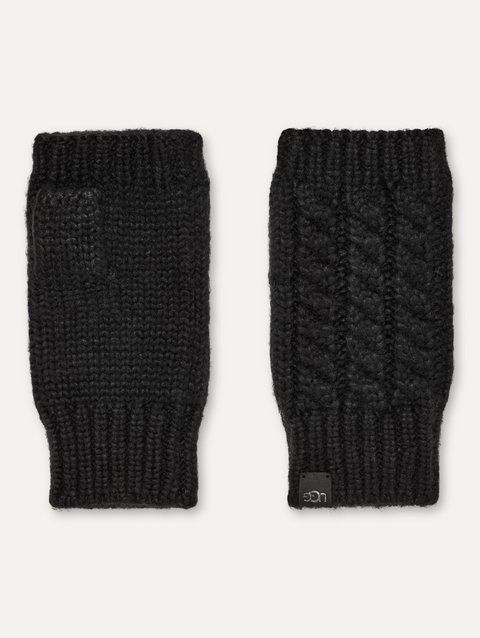 Women's Cable Fingerless Glove black