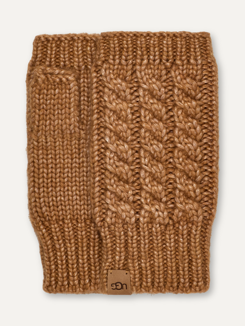 Women's Cable Fingerless Glove chestnut