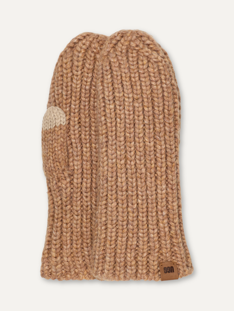 Women's Chunky Rib Mitten camel