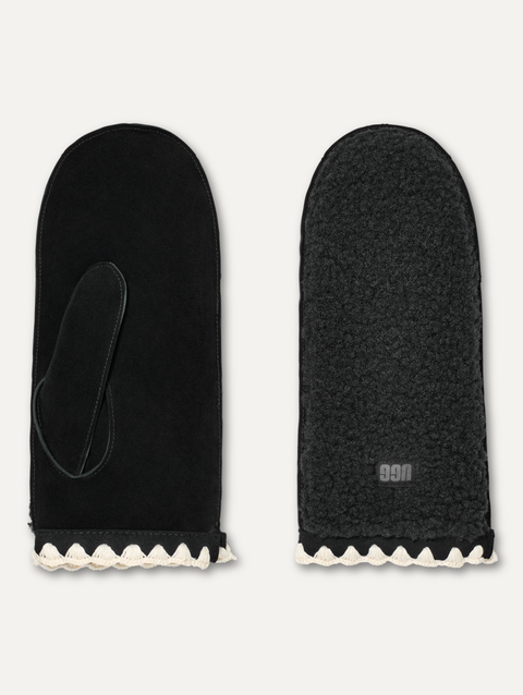 Women's UGGfluff Scalloped Mitten black