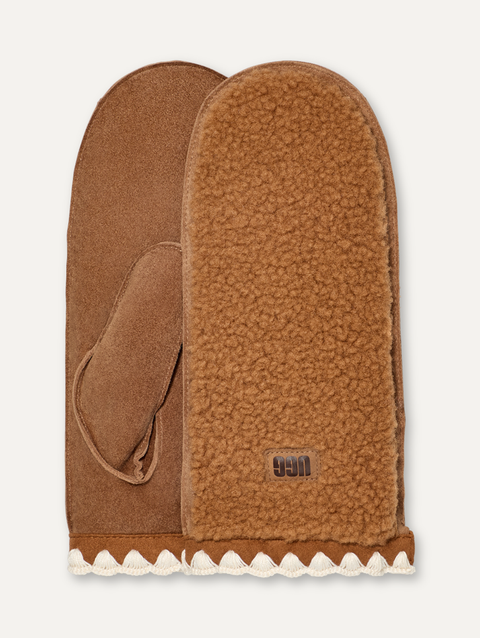 Women's UGGfluff Scalloped Mitten chestnut