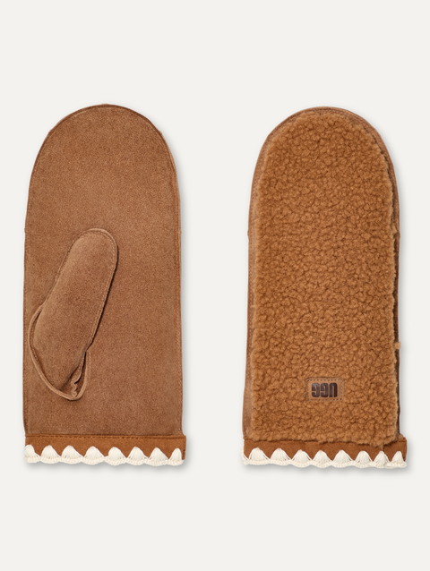 Women's UGGfluff Scalloped Mitten chestnut