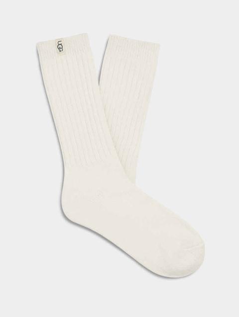 Women's Rib Knit Slouchy Crew Sock white