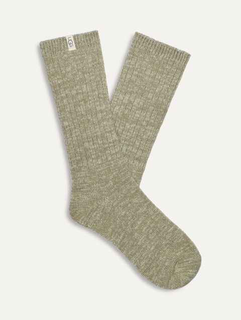 Women's Rib Knit Slouchy Crew Sock moss green / grassland