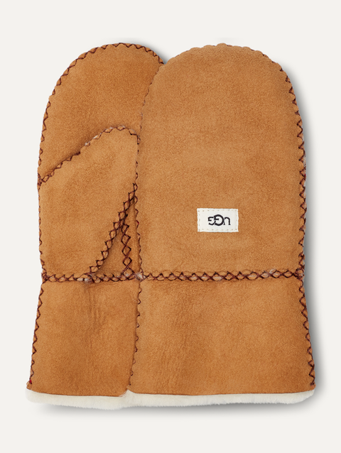 Toddlers / Big Kids' Sheepskin Mitten with Stitch chestnut