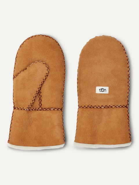 Toddlers / Big Kids' Sheepskin Mitten with Stitch chestnut